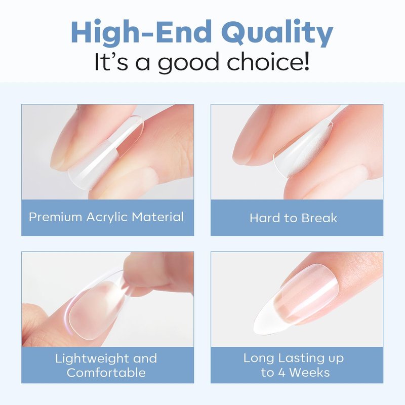 modelones Medium Coffin Nail Tips, Pre-shaped Soft Gel Tips Fake Nails False Acrylic Clear Full Cover Press on Extension Kit Gel Manicure DIY at Home 216PCS 12Sizes