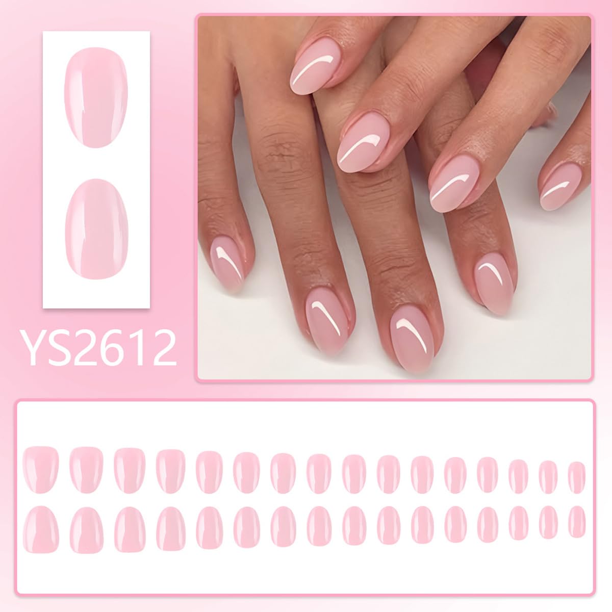 SYPAFG Press on Nails Fake Nails Solid Color Press Ons Resuable Glossy Stick on Nails Full Cover Stick on Nails for Women