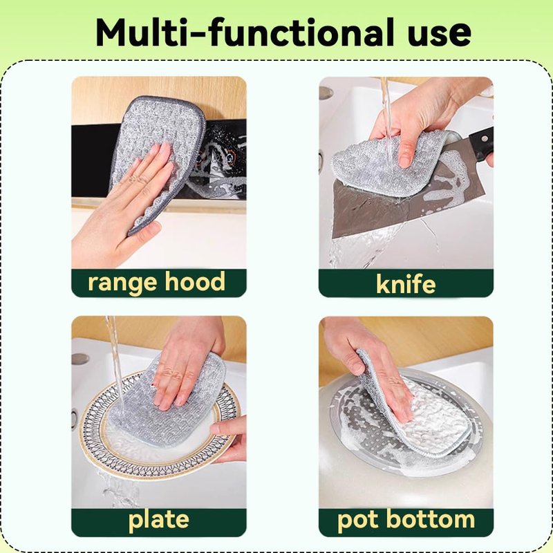 Multipurpose Wire Dishwashing Rags, 2026 Upgraded Double-Sided Metal and Cotton Dish Cloth for Wet and Dry, No Scratches Kitchen Cleaning Dish Rags for Sinks, Pots, Pans (5)