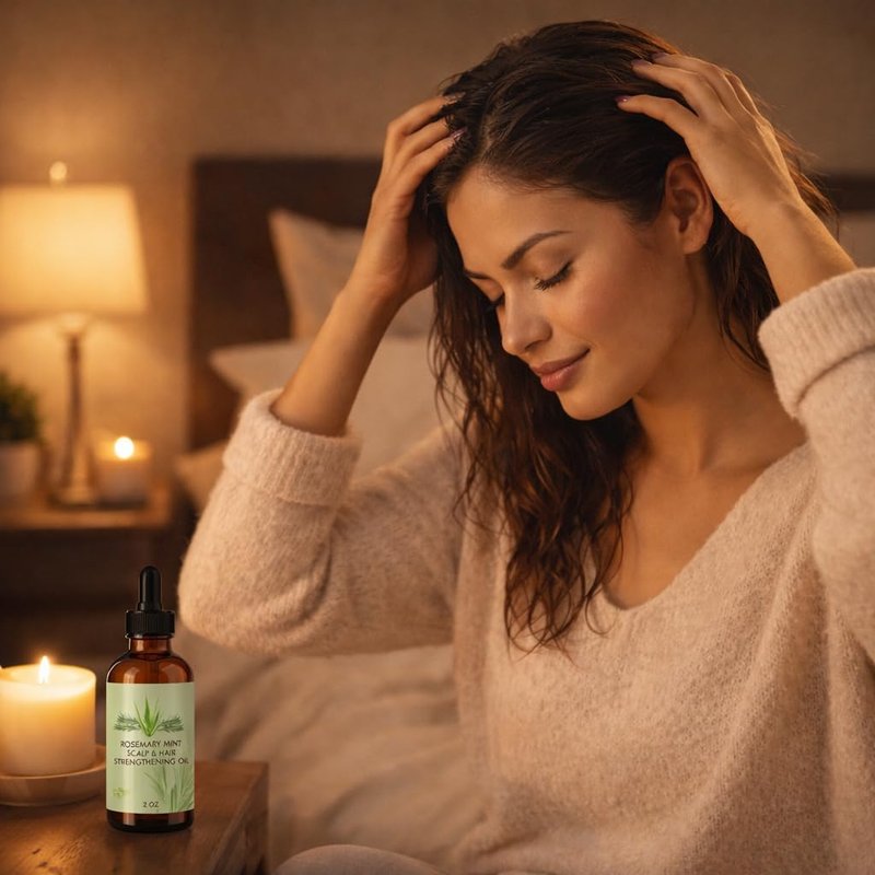 Rosemary Mint Scented Hair and Scalp Oil, 2 oz Lightweight Styling Oil for Daily Hair Care, Smooth Texture Leave-In Oil for All Hair Types