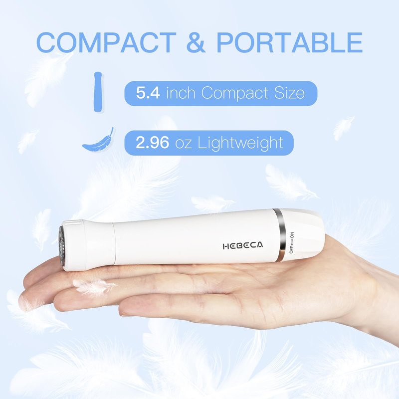 HEBECA Nose Hair Trimmer for Women and Men, 3-in-1 Electric Facial Hair Removal Rechargeable Portble Waterproof Face Shaver Razor for Nose Ear Eyebrow Peach-Fuzz Lips Chin FT3001