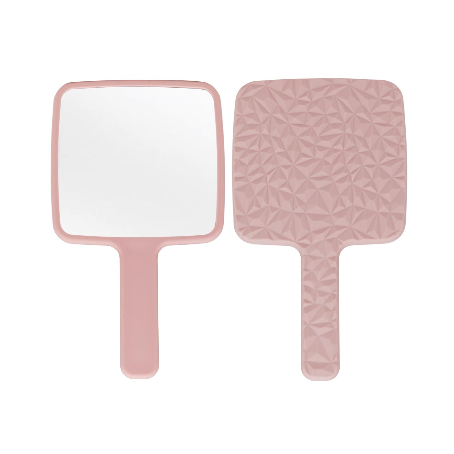 YCHMIR Square Hand Held Mirror Hand Mirror Travel Mirror Diamond Pattern 9 x 5.1 inch Pink