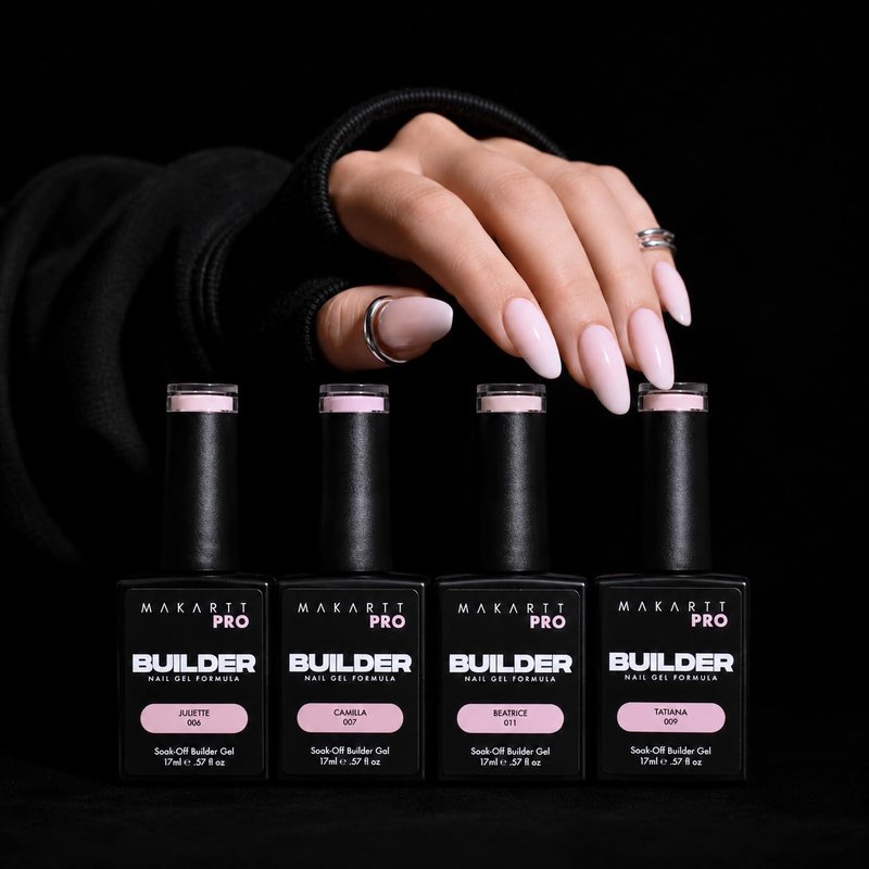 MakarttPro Builder Nail Gel Set - 12 Neutral Cover Colors | 17ml Soak-Off Gel for Professional Manicures