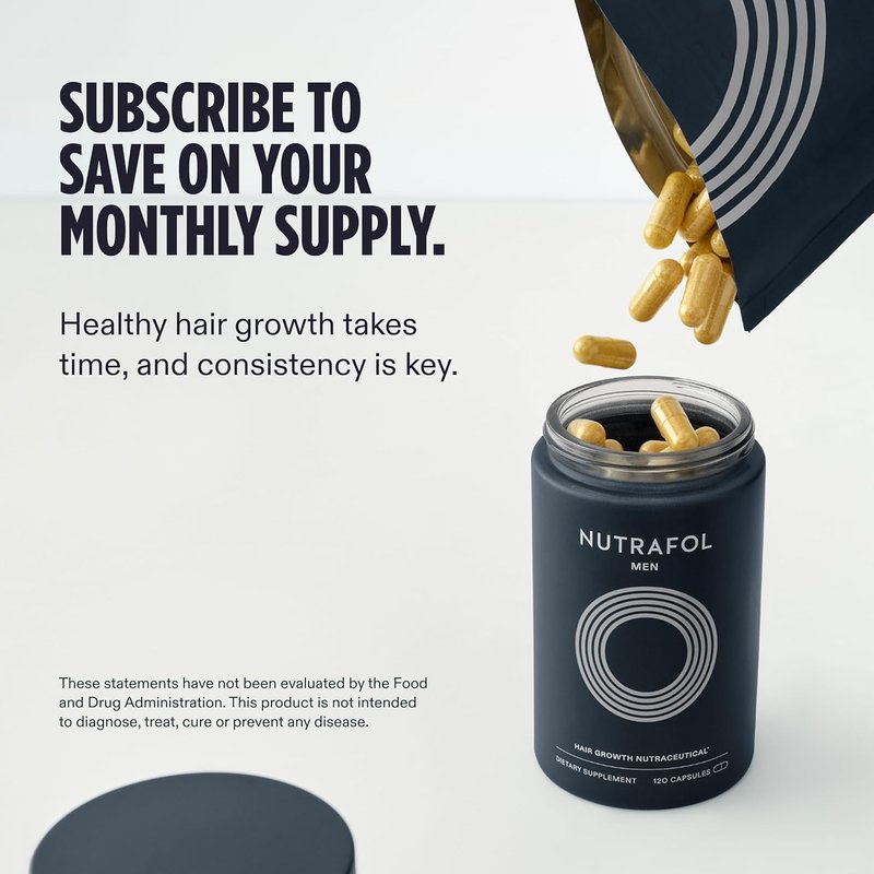 Nutrafol Men's Hair Growth Supplements - Clinically Tested for Thicker Hair & Scalp Coverage | 1 Month Supply