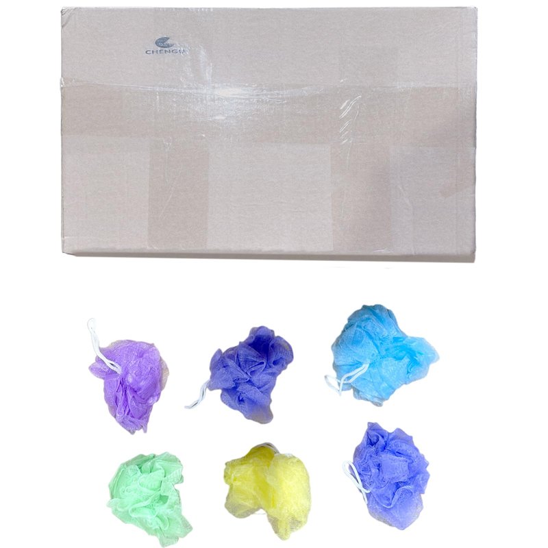 CHENGU 80 Pcs Loofah Bulk Sponge Bath Sponges for Shower Bath Luffa Bulk Pouf Shower Puff Wash Body Pouf Mesh Loofah Exfoliating Body Scrubber for Baby Women Men, 20g (Mixed Colors)