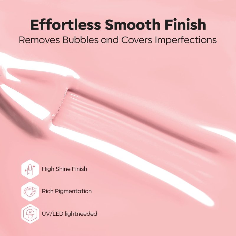 Builder Nail Gel - 8-in-One Peachy Pink Rubber Base Polish | LED Cured Extension Strengthener for DIY Salon