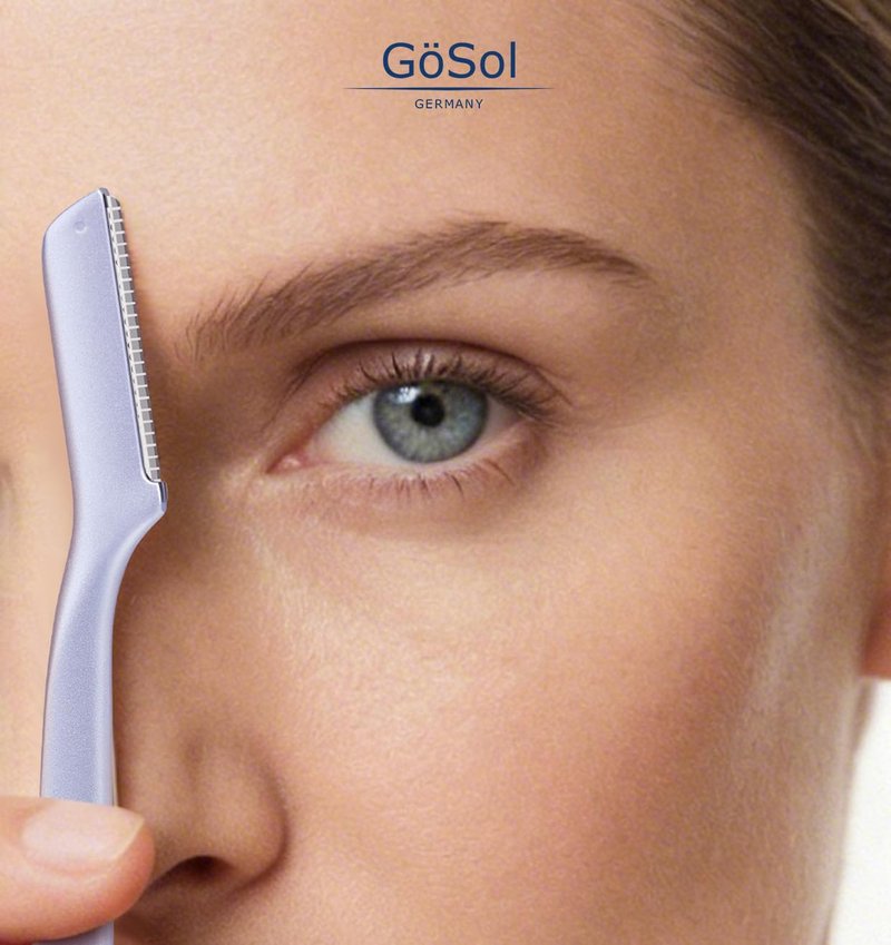 GöSol Professional Metal Dermaplaning Razor for Women, Reusable Face & Eyebrow Shaper for Peach Fuzz, At-Home Dead Skin Removal, Japanese Stainless Steel Blades W/Extra 3 Refills - Purple