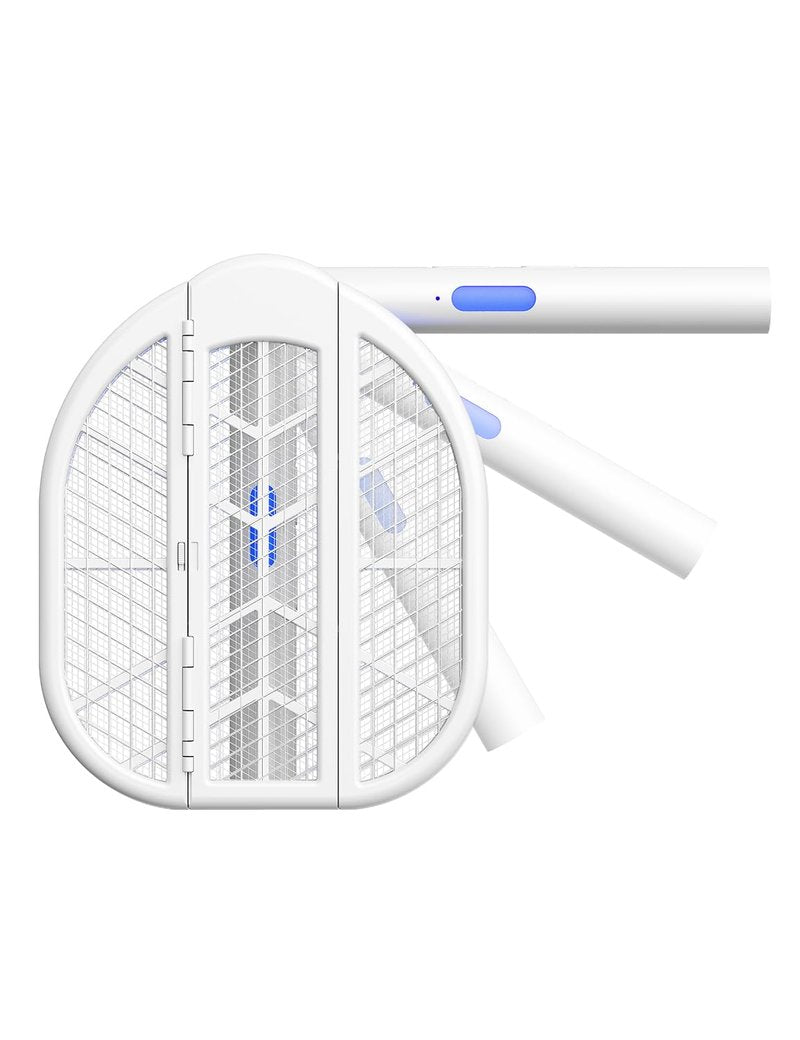 Sheevar 4000V Foldable Electric Fly Swatter 1500mAh Rechargeable Bug Zapper Racket Mosquito Trap & Zapper with Dual Modes & Blue Light for Office Backyard Patio Camping Indoor Home