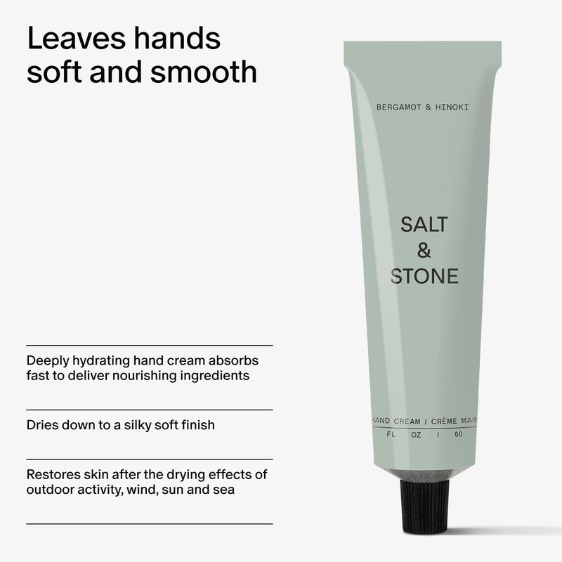 Salt & Stone Hand Cream for Women & Men | Hydrates, Nourishes & Softens Skin | Restores Dry Cracked Hands | Fast-Absorbing | Cruelty-Free & Vegan | Neroli & Basil 2 fl oz