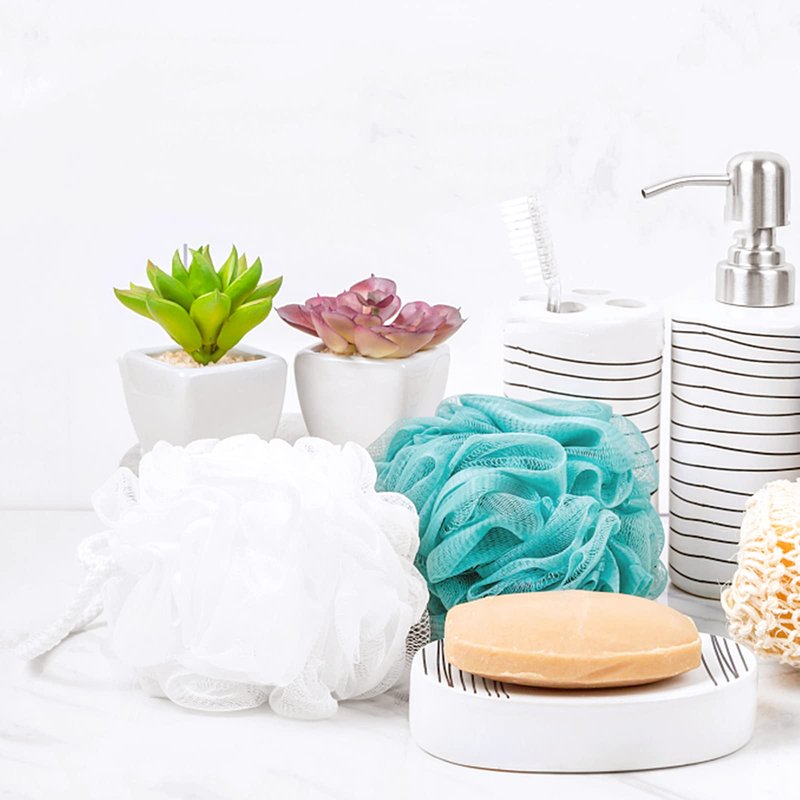 BTYMS 6 Pcs Shower Pouf 60g Bath Loofah Shower Sponge Loofahs Exfoliating Mesh Puff Body Wash Sponge