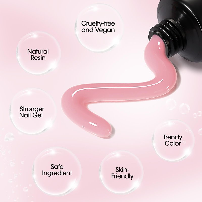 GELLEN Poly Gel Builder Nail Gel for Nail Extension Nail Strengthener, Hema & TPO& TMPTA free, 60g 08 Pink Nude Nails Enhancement Thickening Long-lasting Nail Art Design for Easy DIY at Home Salon