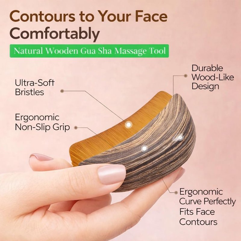 Skiennix Lymphatic Face Brush - Soft Gua Sha Tool for Jawline Sculpting & Depuffing