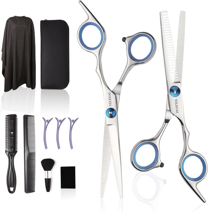 Regine Switzerland Haircut Scissors Kit - 11-Piece Professional Set with Thinning Shears, Comb & Cape