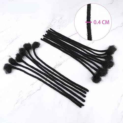 Loc Extensions Human Hair for Women Men Kids 0.4cm Thickness 30 Strands 10 Inch Natural Black 100% Handmade Permanent Locs Can Be Dyed and Bleached Dreadlock Extensions Real Human Hair