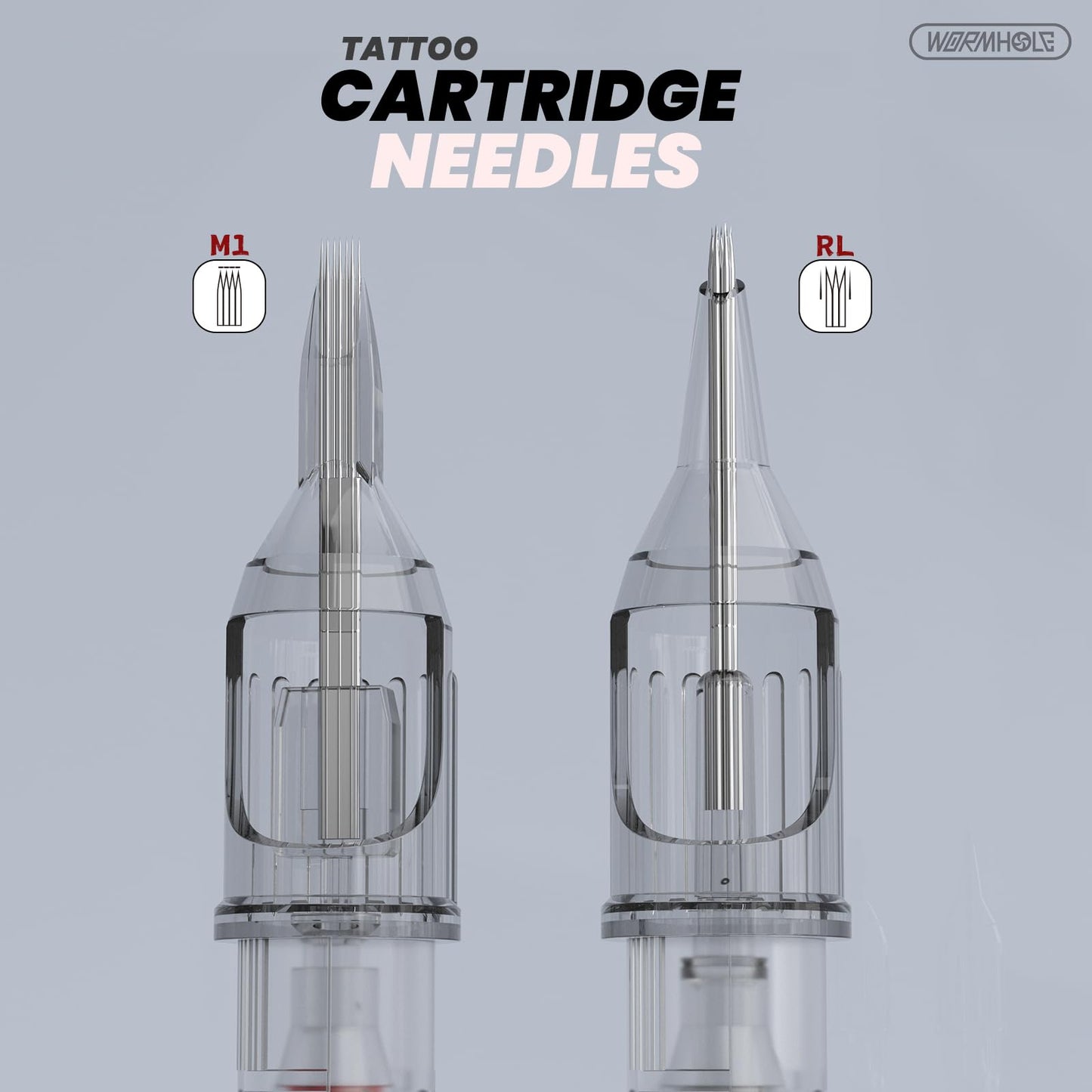 Wormhole Tattoo Needles Tattoo Cartridge Needles 20pcs Mixed Sizes 1203RL 1205RL 1205RM 1207RM Disposable Needles Cartridge Round Liner Shader Magnum for Tattoo Gun Cartridge Machine Permanent Makeup