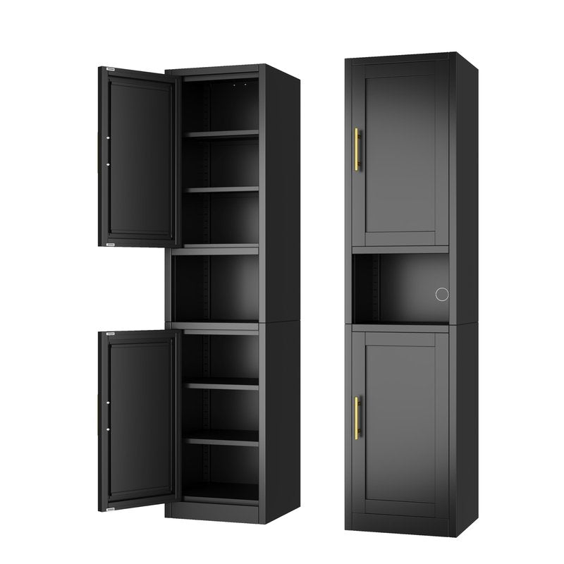Ckzbx Tall Narrow Storage Cabinet 66.93" H Tall Bathroom Cabinet Metal Pantry Cabinets, 4 Adjustable Shelves for Kitchen, Home Office, Living Room, Dinning Room (16 inches Wide Black)