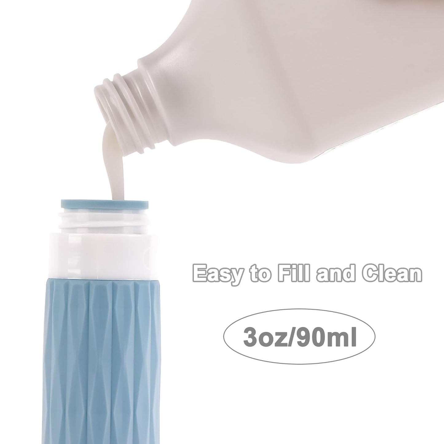 Travel Bottles for Toiletries - TSA Approved Leakproof Silicone Containers | 3oz Grey Refillable Shampoo & Conditioner Bottles