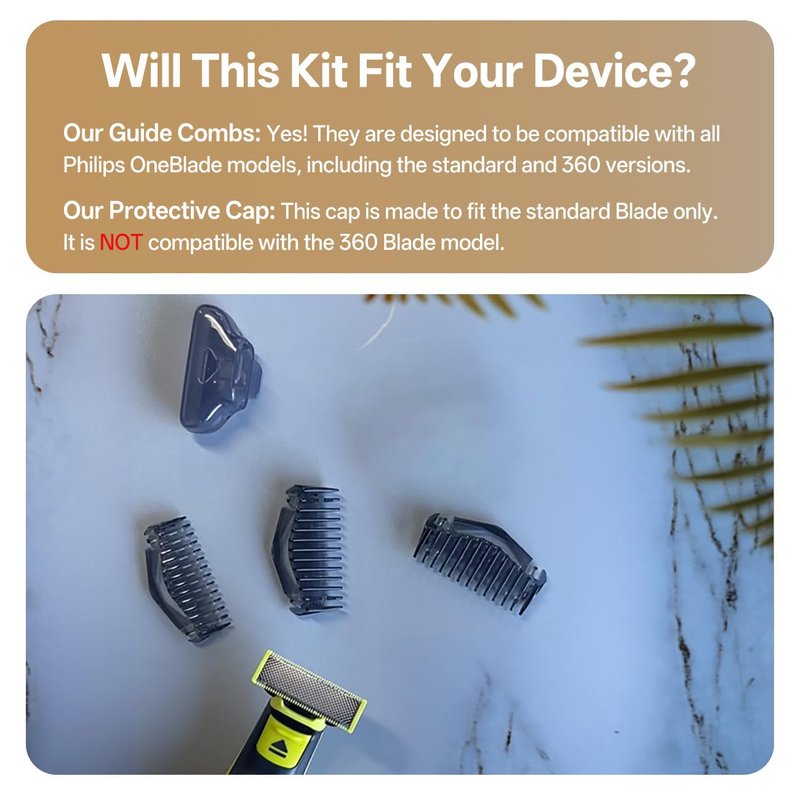 Philips Norelco OneBlade Guards Kit - 1/3/5mm Guide Combs & Protective Cap
