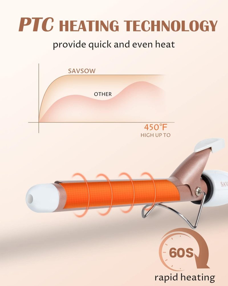 Skiennix 3/4 Inch Curling Iron - Long Barrel Ceramic Tourmaline Wand for All Hair Types
