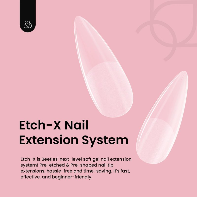 Beetles Gel Nail Tips Etch-X, Stiletto Medium, 288Pcs 12 Sizes, Pre-Etched Half Matte Full Cover Soft Acrylic False Nail Tips Pre-Shaped Easy DIY Fake Nail Extension Salon Gift for Women