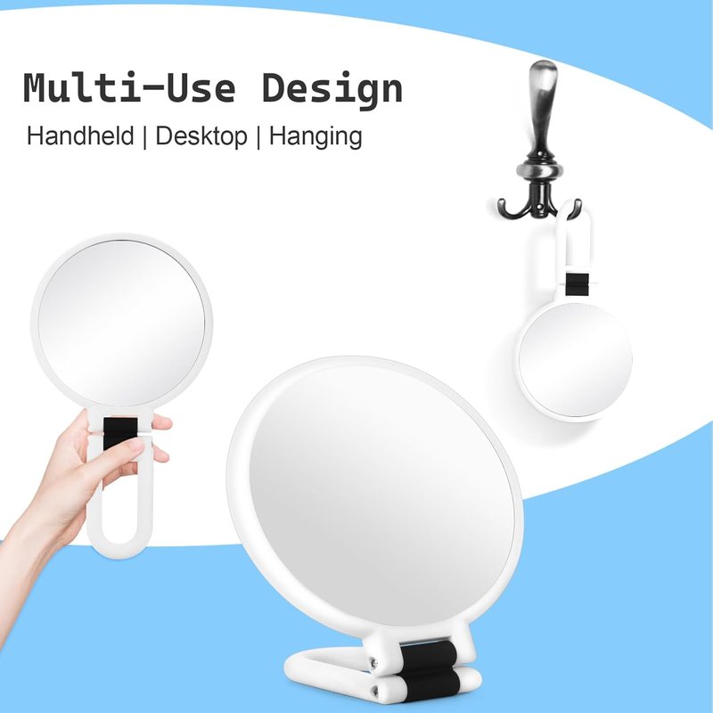 Sifolo 30x Magnifying Mirror - Double-Sided Handheld Travel Mirror with Adjustable Handle | Pearl White