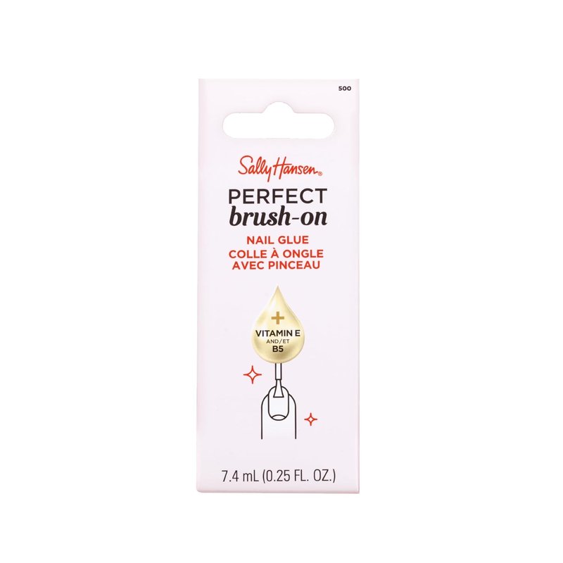 Sally Hansen Perfect Brush-On Nail Glue | Long-Lasting Hold, Precision Brush, Vitamin E & B5 Formula | Gentle & Non-Damaging for Natural Nails | Travel-Friendly Bottle