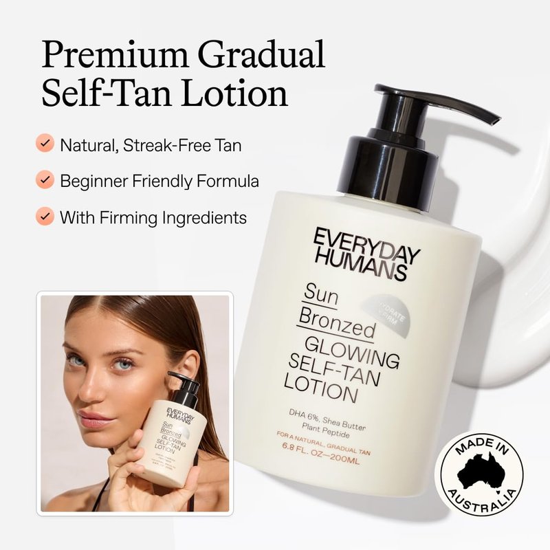 Everyday Humans Sun Bronzed Gradual Self Tanning Lotion - Moisturizing & Firming 6.8 fl. oz | Streak-Free Formula with Peptides, Vetiver & Santal