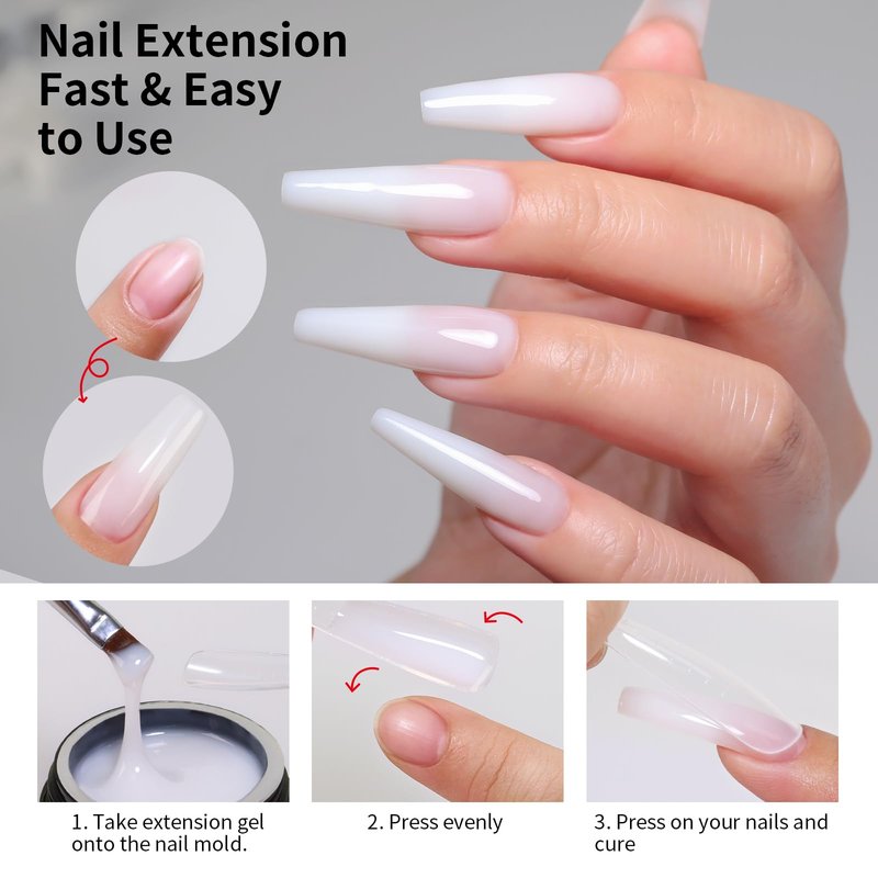 Imtiti Builder Gel Nail, 3 in 1 Gel for Extension,Strong, UV LED Lamp Cure Required,Nails for Home DIY Professional Nail Salon(Milky White-35g)