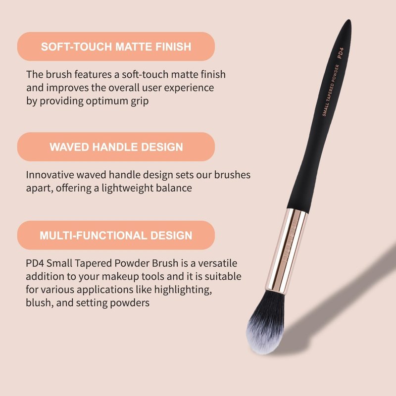Profusion Cosmetics Small Tapered Powder Brush - Dense Application, Soft Touch Matte Finish | Lightweight Design