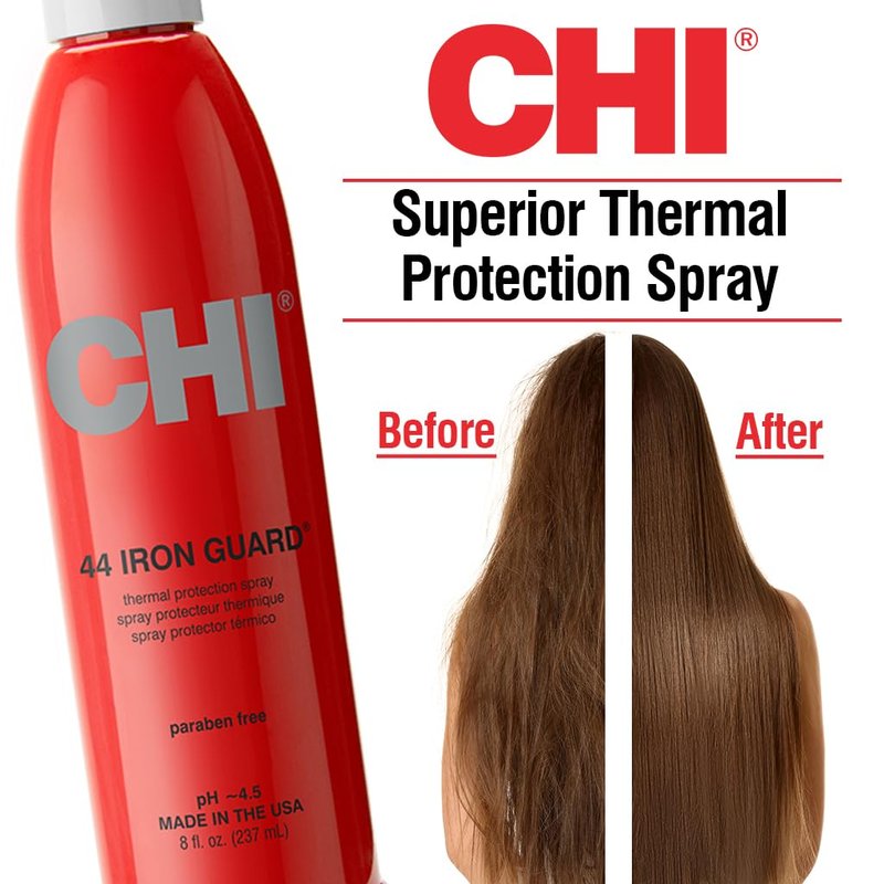 CHI 44 Iron Guard Thermal Protection Spray - Nourishing Formula for Heat Damage & Frizz Control | Clear, 8 Oz (Pack of 2)