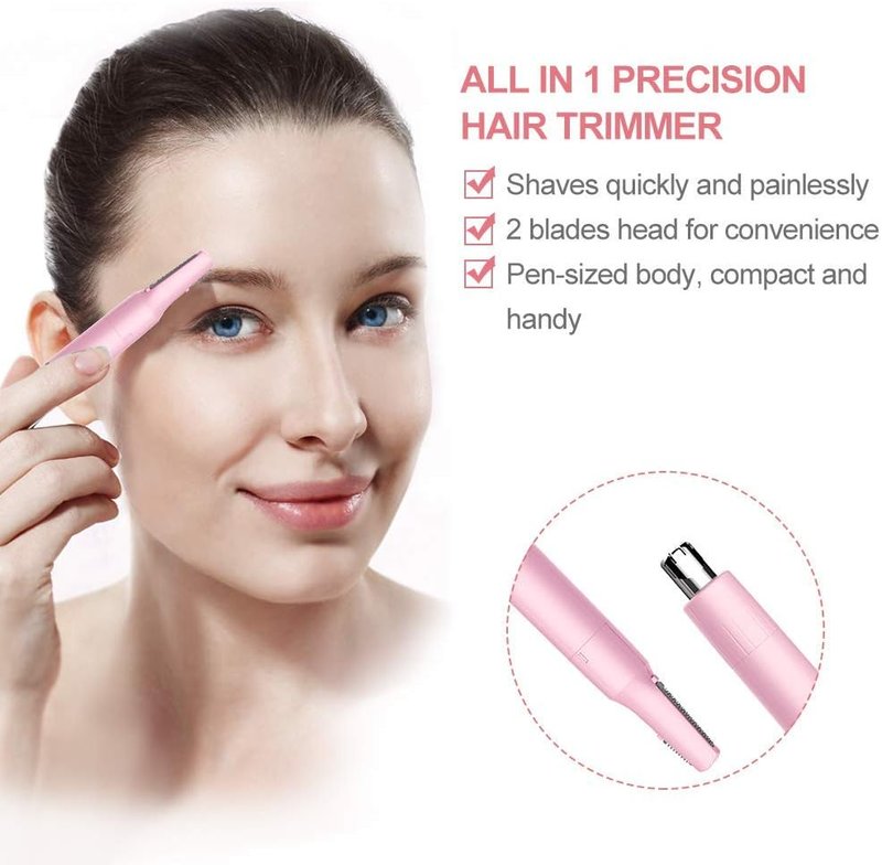 Hair Trimmer for Face, Eyebrow, Nose & Body Hair Removal - Dual Blades, Battery Powered, All-in-One Solution for Men & Women