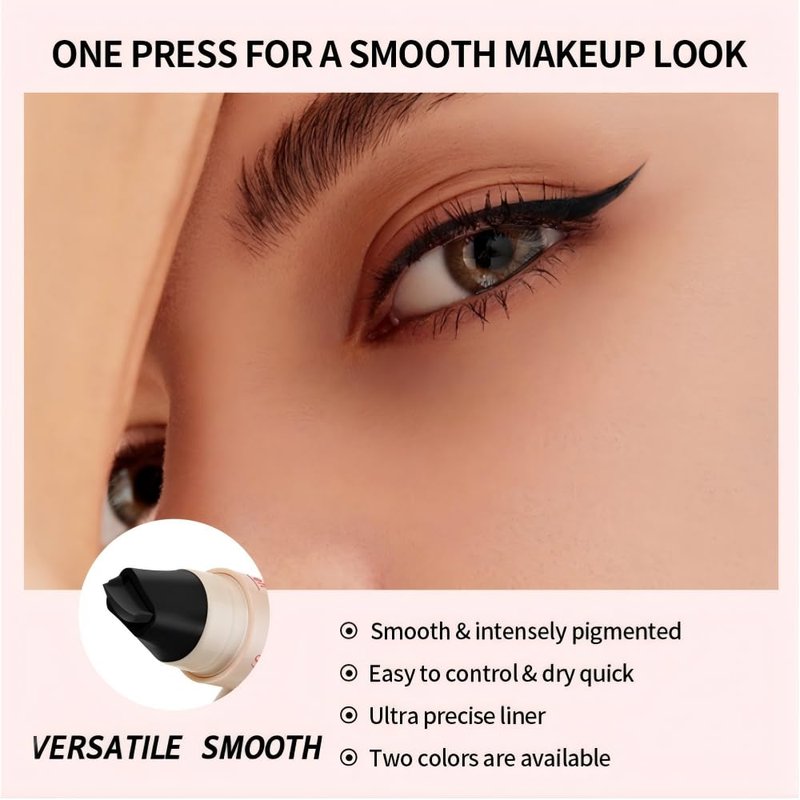 Dual-Ended Eyeliner Stamp - Easy Cat Eye Application, Waterproof & Smudge-Resistant | 2 Pcs (Brown)