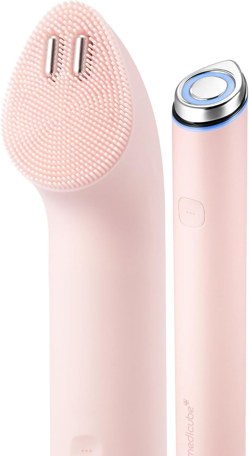 Medicube Mini Booster Pro Plus Cleansing Device Set - 2-in-1 Facial Cleansing & Skincare | Portable Pink Device with 3 Modes for Pore & Sebum Care