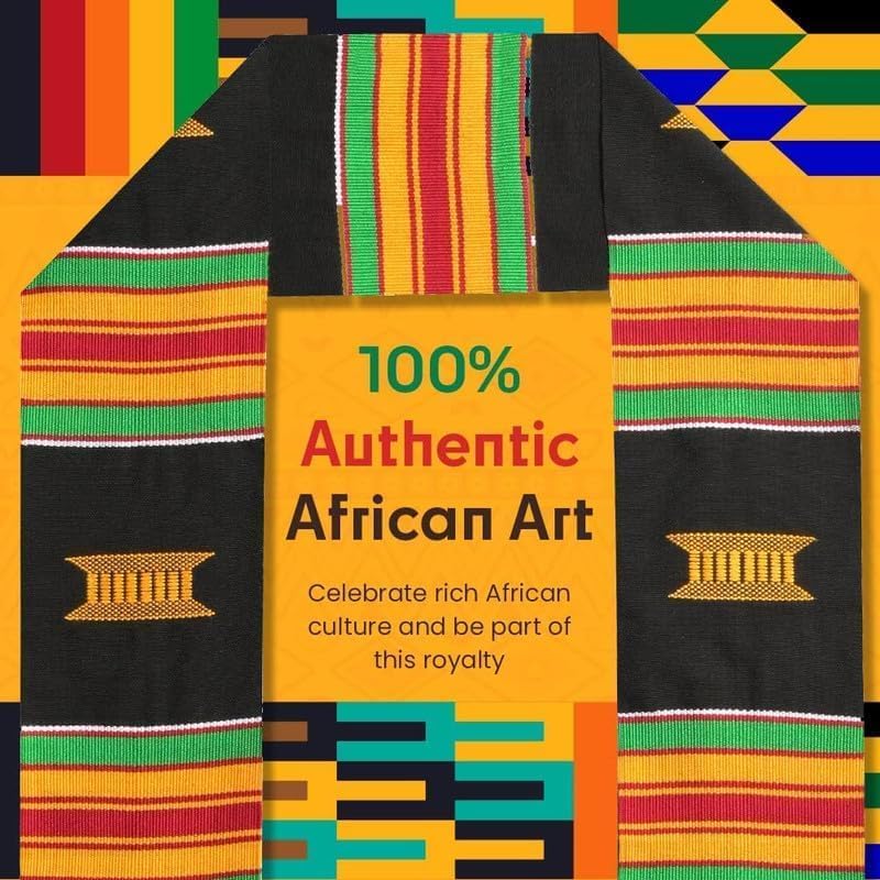 Kwabla's Kente Graduation Stole - Celebrate Culture with Class of 2026 Design | Unique African Stole