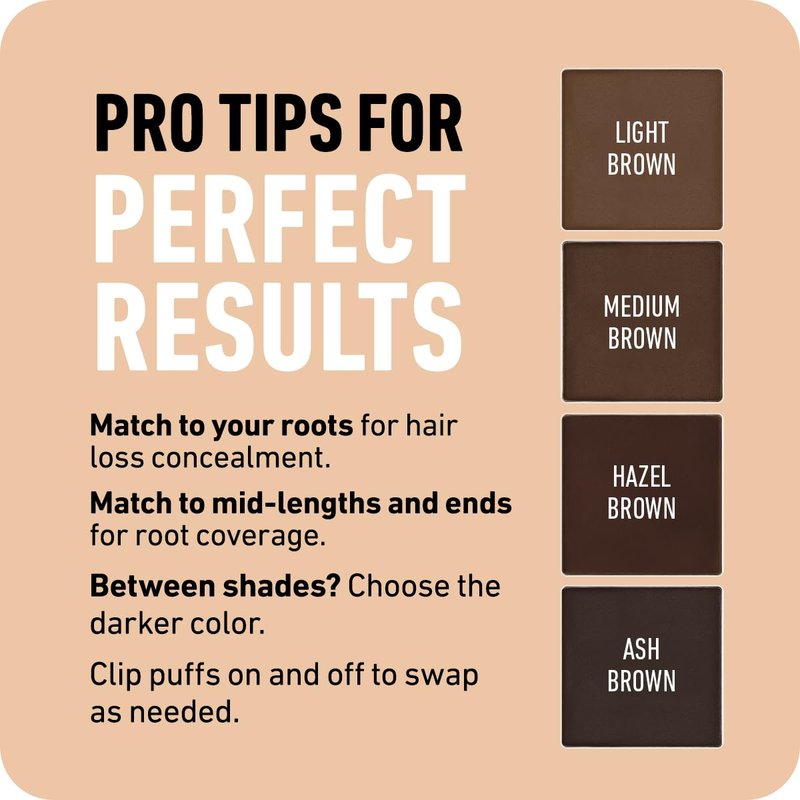BOLDIFY Hairline Powder Color Sample Kit - Water-Resistant Root Touch Up Hair Color for Gray Coverage - 24-Hour Stain-Proof, Mess-Free Hair Powder for Thinning Hair - Light + Medium Browns