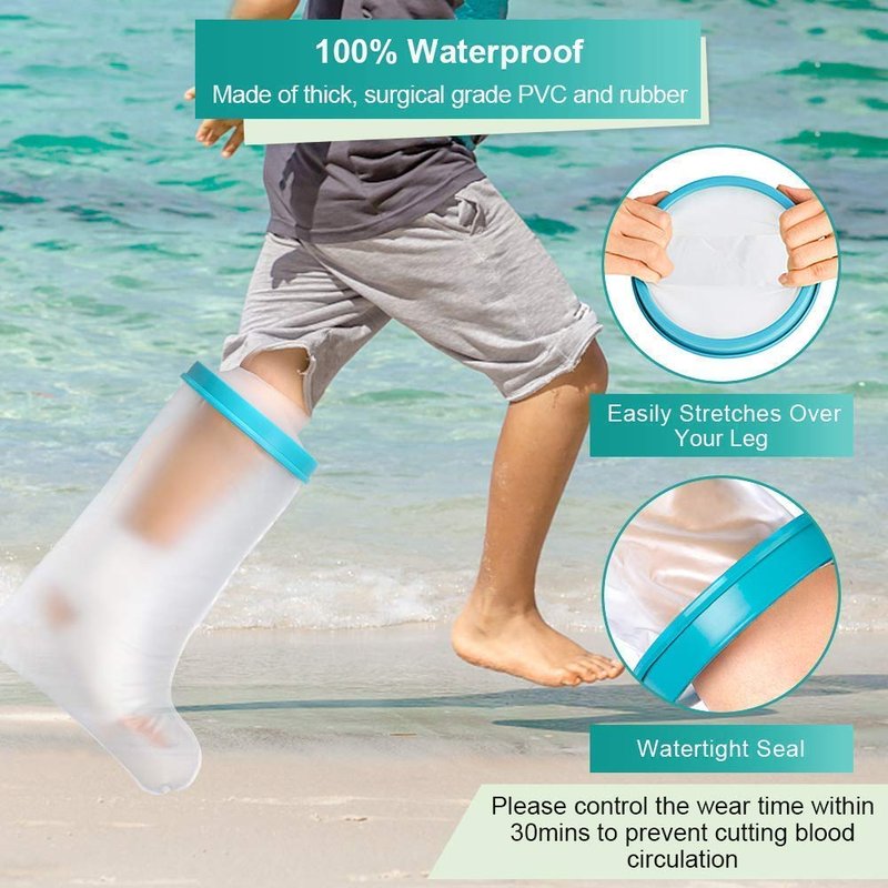 Lxuemlu 100% Waterproof Cast Shower Cover Leg Cast Cover with Non-Slip Bottom for Showering After Surgery, Adult Foot Shower Bag Cast Bag Cast Protector to Keep Wound & Bandages Dry
