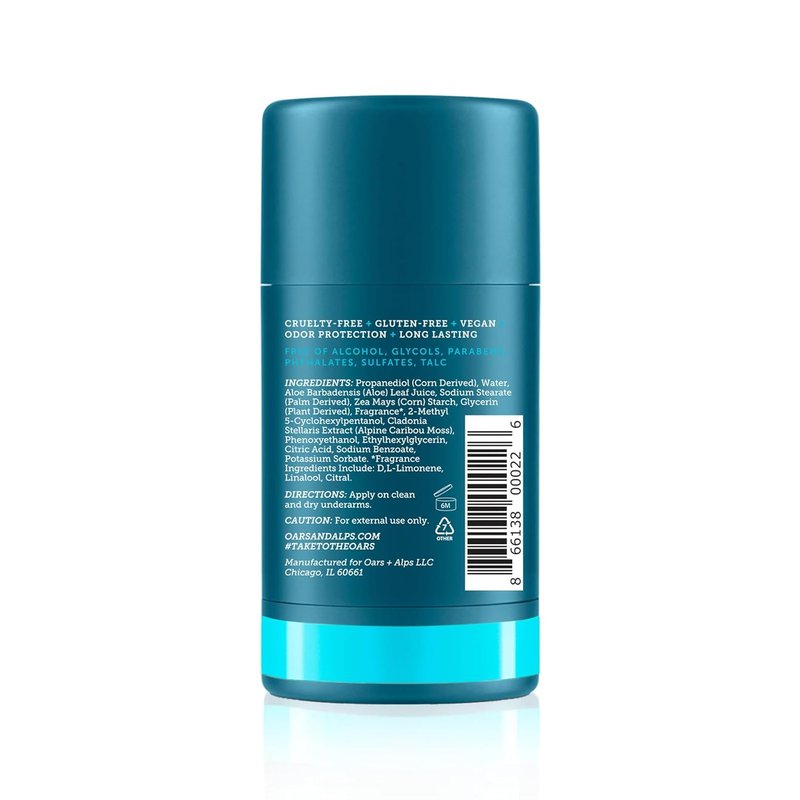 Oars + Alps Aluminum-Free Deodorant for Men - Long-Lasting Odor Protection, Fresh Ocean Splash, 2.6oz