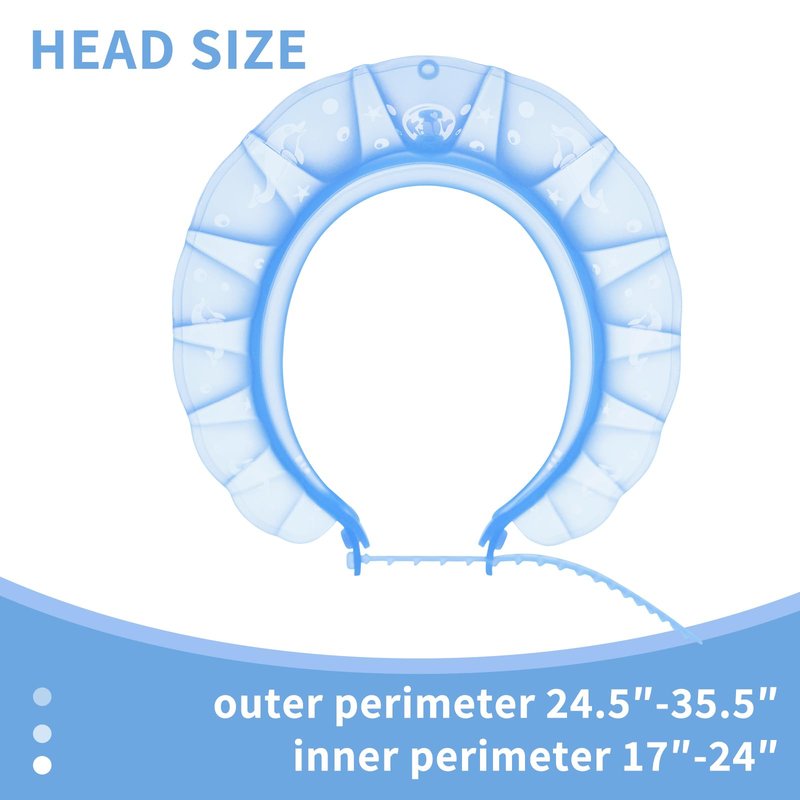 kair Baby Kids Bath Visor Soft Adjustable Silicone Toddler Children Shower Cap Hair Washing Hat Keep Kids Shield Water Out of Eyes & Ears Head Circumference 17"-24" (Blue, More Than 24 Months)