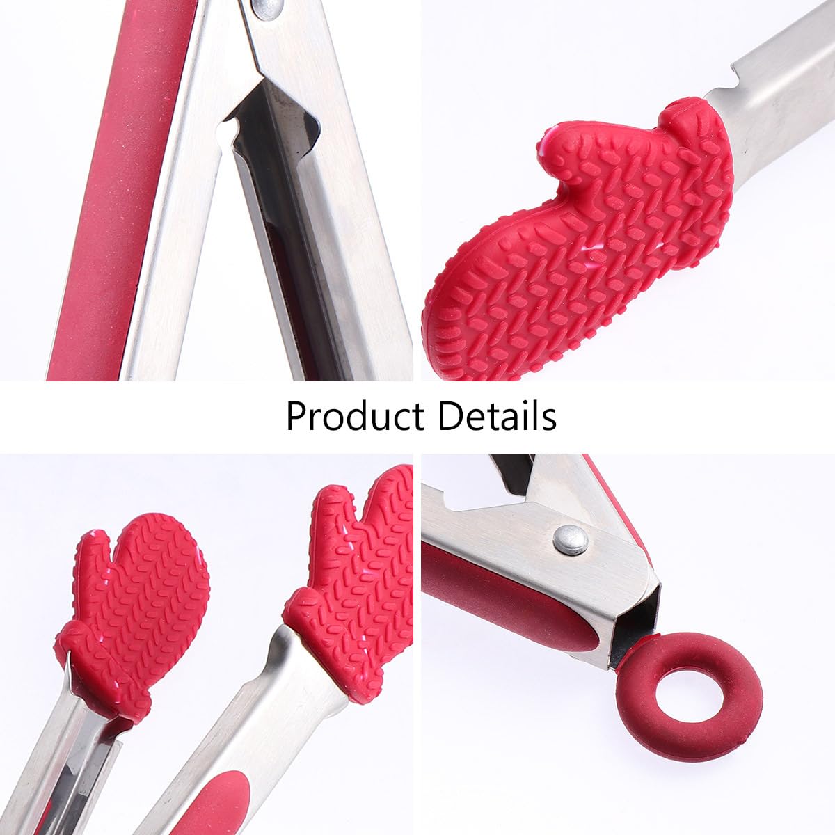 Hemoton Christmas Silicone Tongs,Kitchen Tongs for Cooking Non Stick Cooking Kitchen with Silicone Tips Stainless Steel Food Serving for Grill, Baking,Salad,BBQ,for Xmas Party