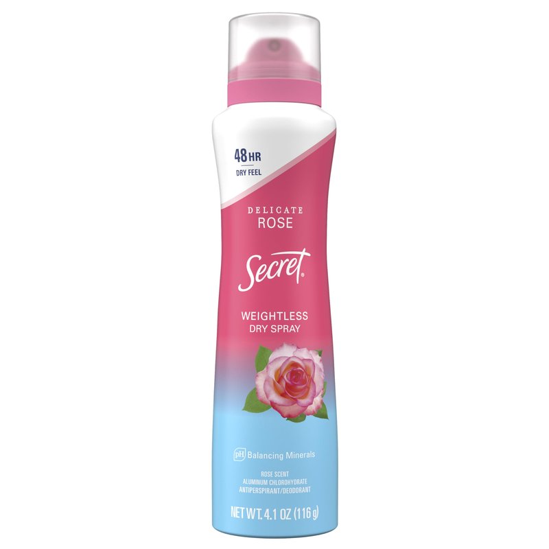 Secret Dry Spray Antiperspirant Deodorant for Women, 48hr Weightless Sweat & Odor Protection, Gentle on Skin, Wild Rose & Argan Oil Scent, 4.1 oz