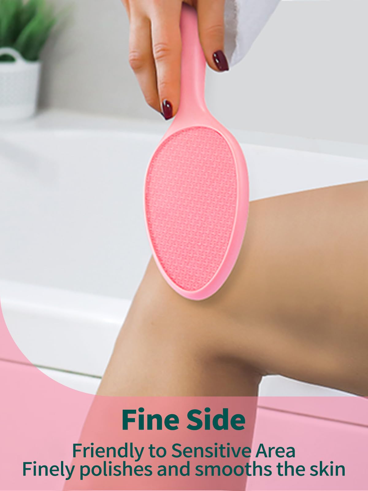 Sunivaca 2-Sided Glass Foot File Callus Remover Without Drain Stand (Pink)