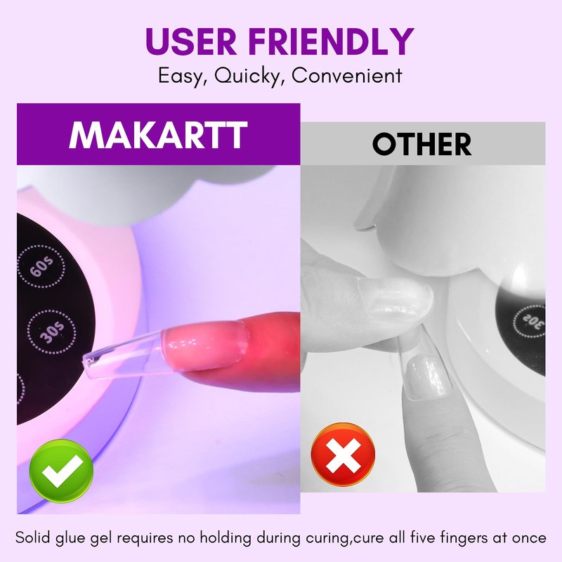 Makartt Solid Nail Glue Gel: Extra Strong Gel Nail Glue for Press On Nails & Fake Tips Long-Lasting Strong Adhesion Nails Glue for Acrylic Nails Clear 3D Gels for Nail Art Home Salon UV Light Cured