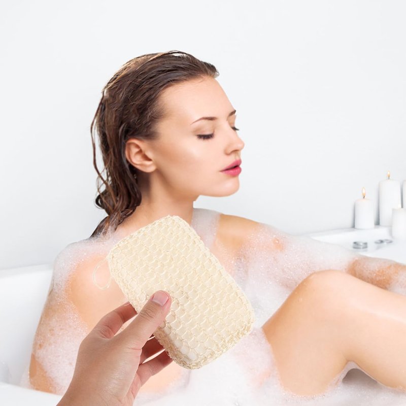PartyKindom Natural Jute Bath Sponge Exfoliating Shower Scrubber for Body Cleansing 1-Pack Soft Sponge for Adults Spa Home Use