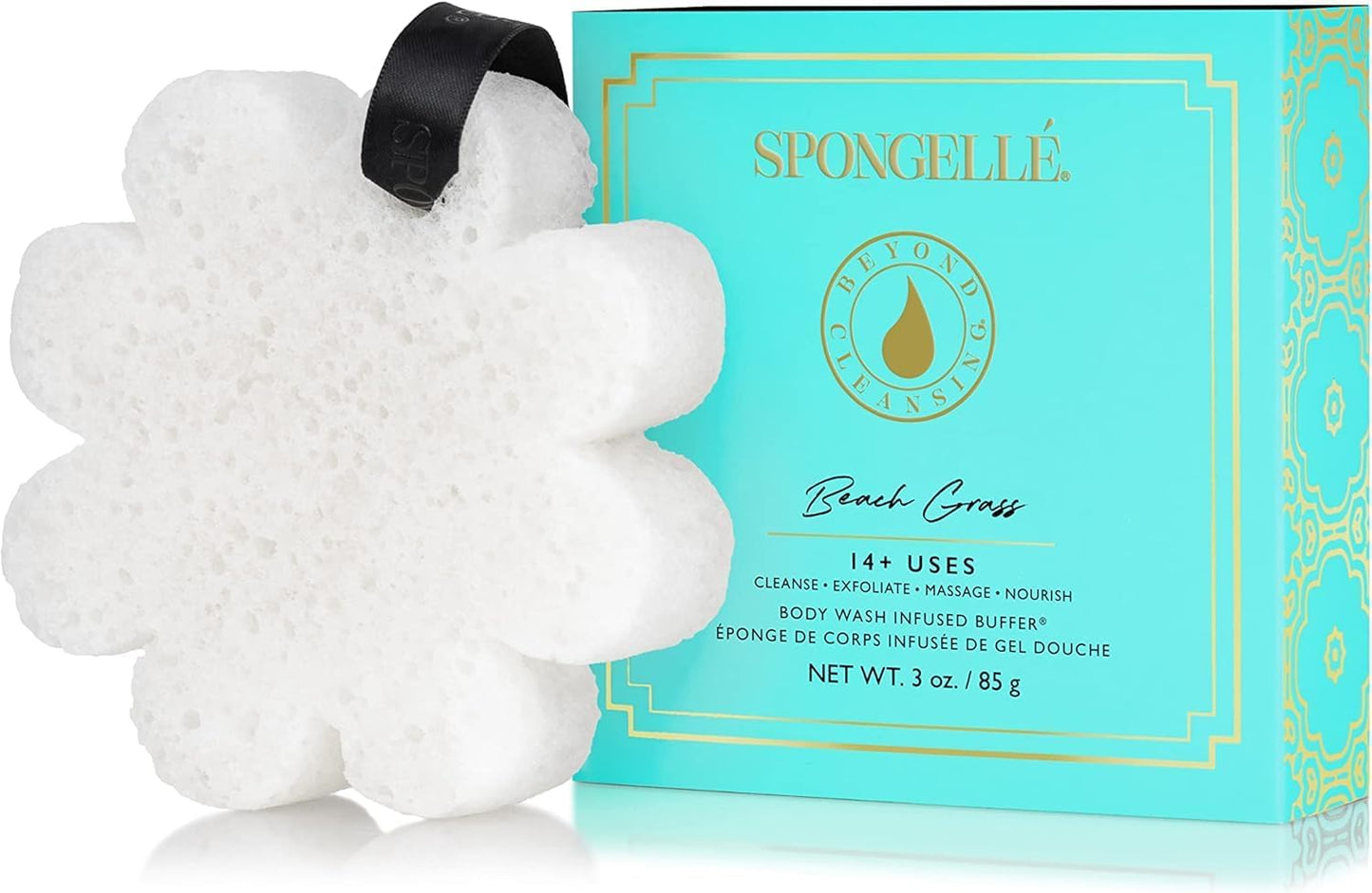 Spongellé Wild Flower Bath Sponge Bundle - Built-In Body Wash & Scrubber | Beach Grass, French Lavender, Freesia Pear | 14+ Uses, Perfect Mother's Day Gift