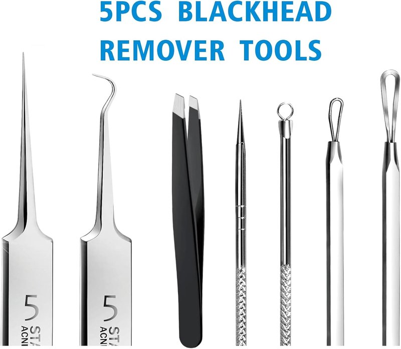 Blackhead Remover Tool Kit - 5-Piece Professional Stainless Steel Comedone Extractors | Acne Treatment Set