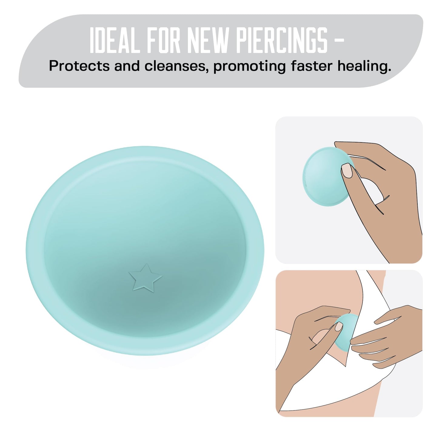 Base Laboratories Nipple Piercing Aftercare Soaker Set | Hands-Free Nipple Piercing Cleaner | Nipple Piercing Kit for Women | Cracked Nipple Care | 2 Silicone Cups