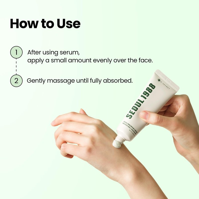 K-SECRET SEOUL 1988 Repair Cream - Soothing Niacinamide & Centella Asiatica Moisturizer | Hydrating Barrier Cream for Sensitive Skin | 50ml / 1.69 fl oz