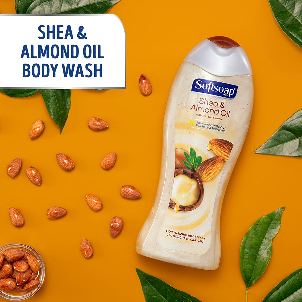 Softsoap Moisturizing Body Wash - Shea & Almond Oil | 20 Fl Oz for Nourishing Hydration