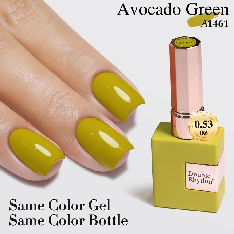 Double Rhythm 15ML Gel Polish Pure Sheer Same Color Same Bottle Soak Off Gel Polish Art Manicure Salon DIY at Home Gifts for Girls Women (Avocado Green-A1461)