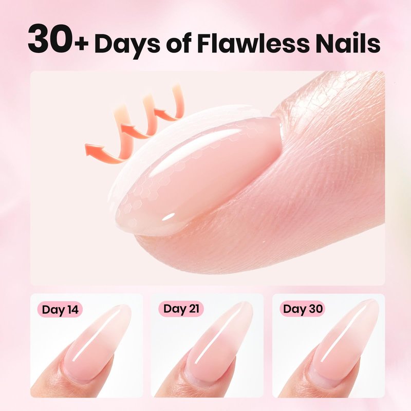 Beetles Hard Gel Nails Kit,3 Colors Clear Nude Pink Sculpted Gel Nail Extension Sculpting High Hardness for Salon Pros Women,Nude Pink & Clear Builder Nail Gel with Medium Oval Tips UV & LED Cured